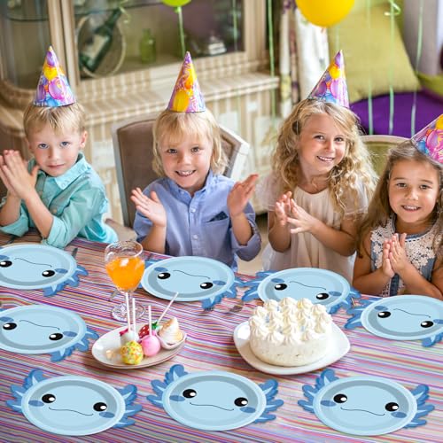 60 Blue Axolotl Paper Plates 7 inch Disposable Party Tableware Set Yiaoyinnz