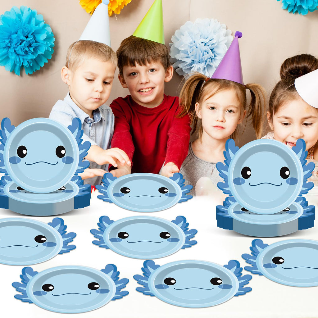 60 Blue Axolotl Paper Plates 7 inch Disposable Party Tableware Set Yiaoyinnz