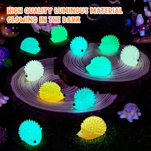 60 Glow-in-the-Dark Mini Resin Hedgehogs for Dollhouse, Garden & DIY Decor