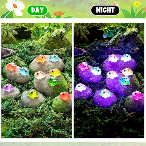 60 Luminous Mini Resin Frogs – Glow in the Dark, 10 Colors for Moss Gardens and Terrariums
