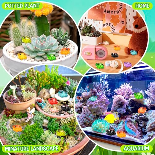 60 Luminous Mini Resin Frogs – Glow in the Dark, 10 Colors for Moss Gardens and Terrariums