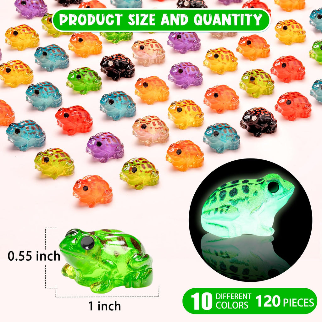 60 Luminous Mini Resin Frogs – Glow in the Dark, 10 Colors for Moss Gardens and Terrariums