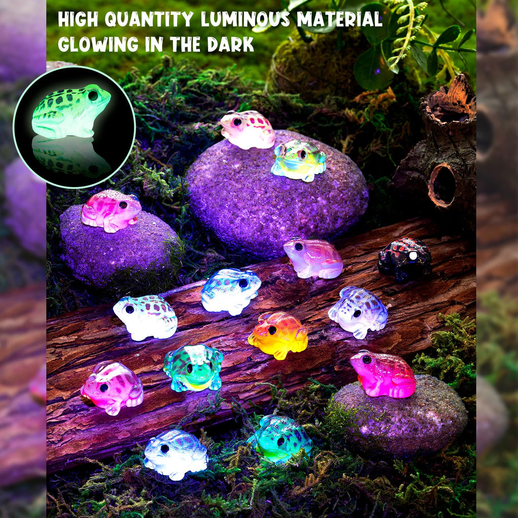 60 Luminous Mini Resin Frogs – Glow in the Dark, 10 Colors for Moss Gardens and Terrariums