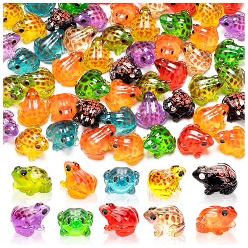 60 Luminous Mini Resin Frogs – Glow in the Dark, 10 Colors for Moss Gardens and Terrariums