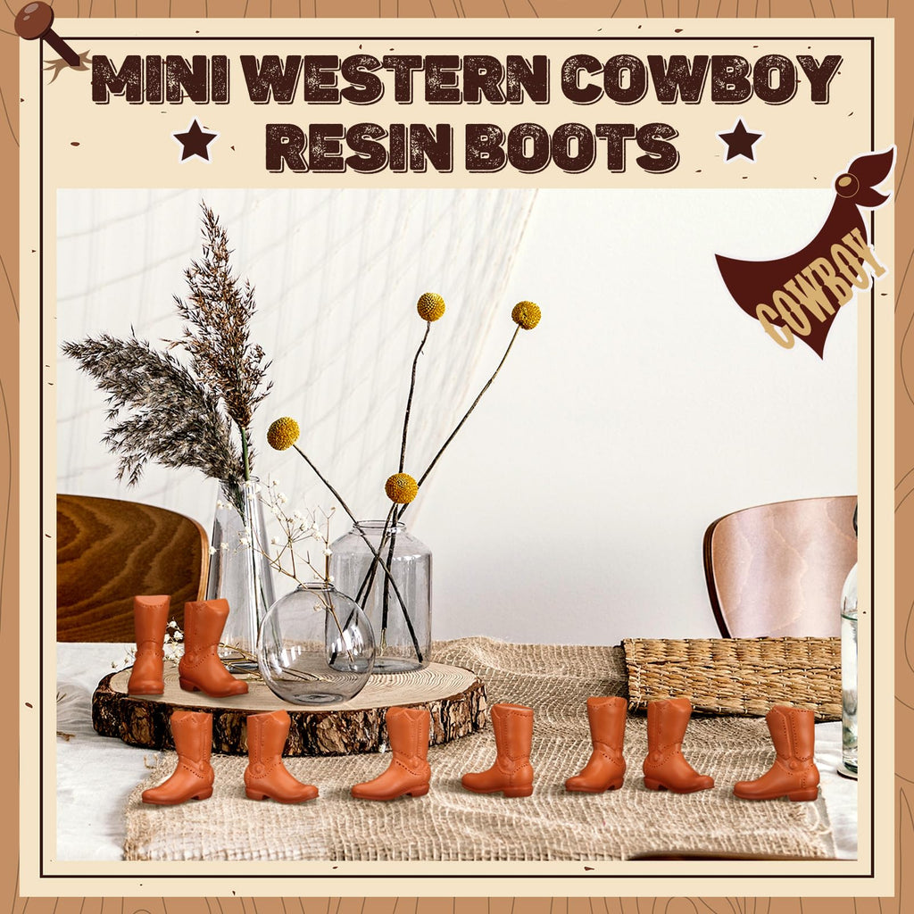 60 Mini Resin Cowboy Boot Figurines – Cupcake Toppers Western Halloween Decor by Vercraft