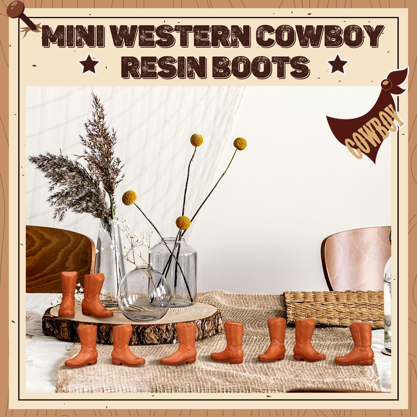 60 Mini Resin Cowboy Boot Figurines – Cupcake Toppers Western Halloween Decor by Vercraft