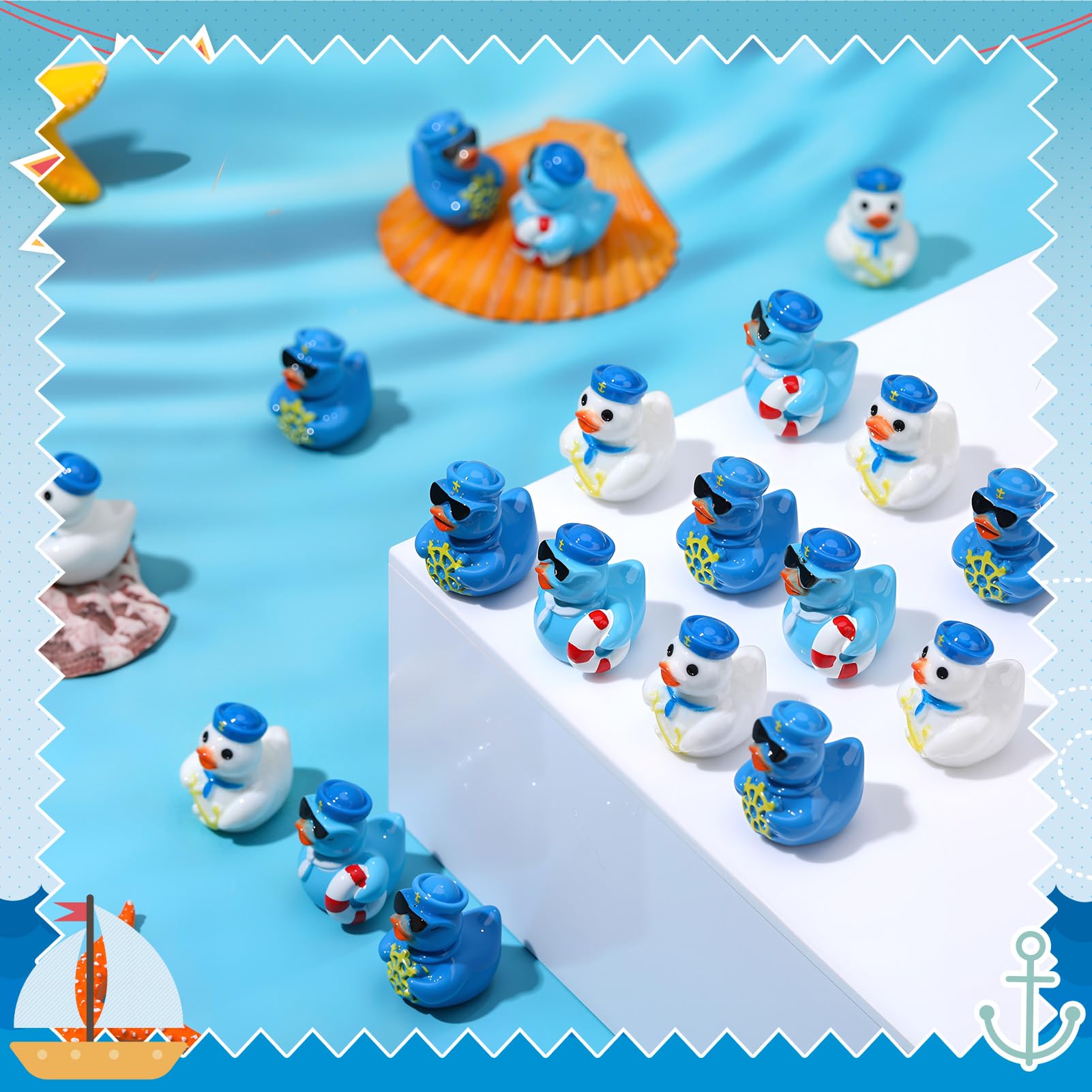 60 Mini Resin Sailor Cruise Ducks - 3 Styles for Hiding, Party Favors, and Nautical Decor
