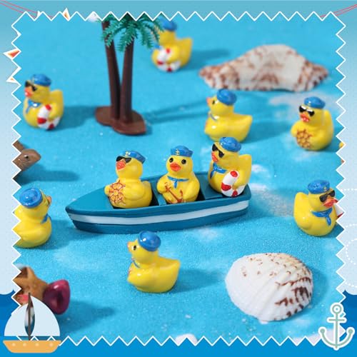 60 Mini Sailor Cruise Resin Ducks – Tiny Toy Figurines in 3 Styles for Hiding, Collecting, and Party Favors
