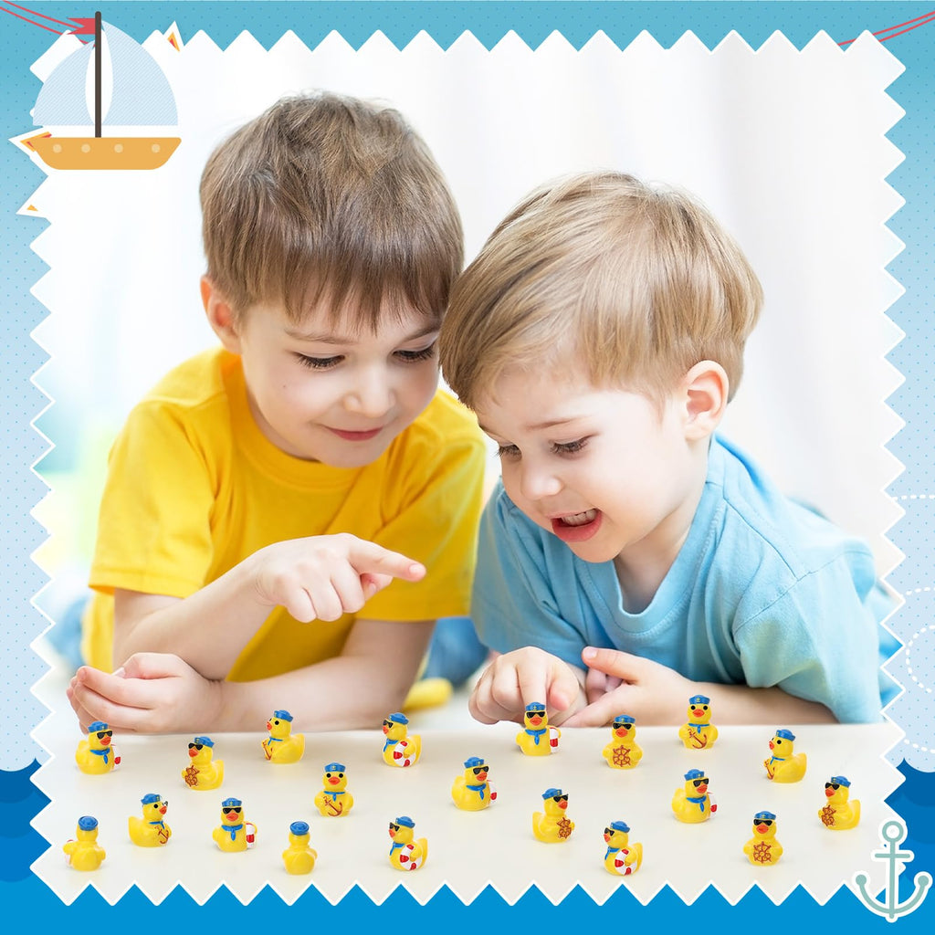 60 Mini Sailor Cruise Resin Ducks – Tiny Toy Figurines in 3 Styles for Hiding, Collecting, and Party Favors