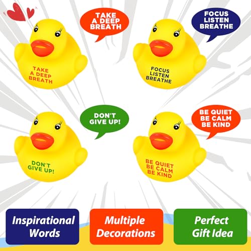 60-Pack Mini Inspirational Rubber Ducks – Motivational Stress Relief Party Favors (1.3 Inch)