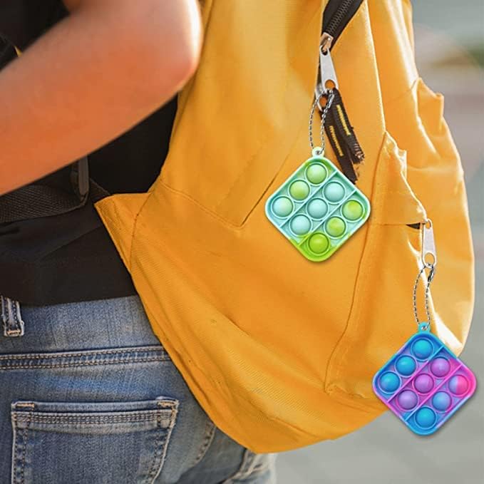 60-Pack Mini Pop Push It Keychain Fidget Toys – Square Bubble Sensory Fidgets for Stress Relief and Focus
