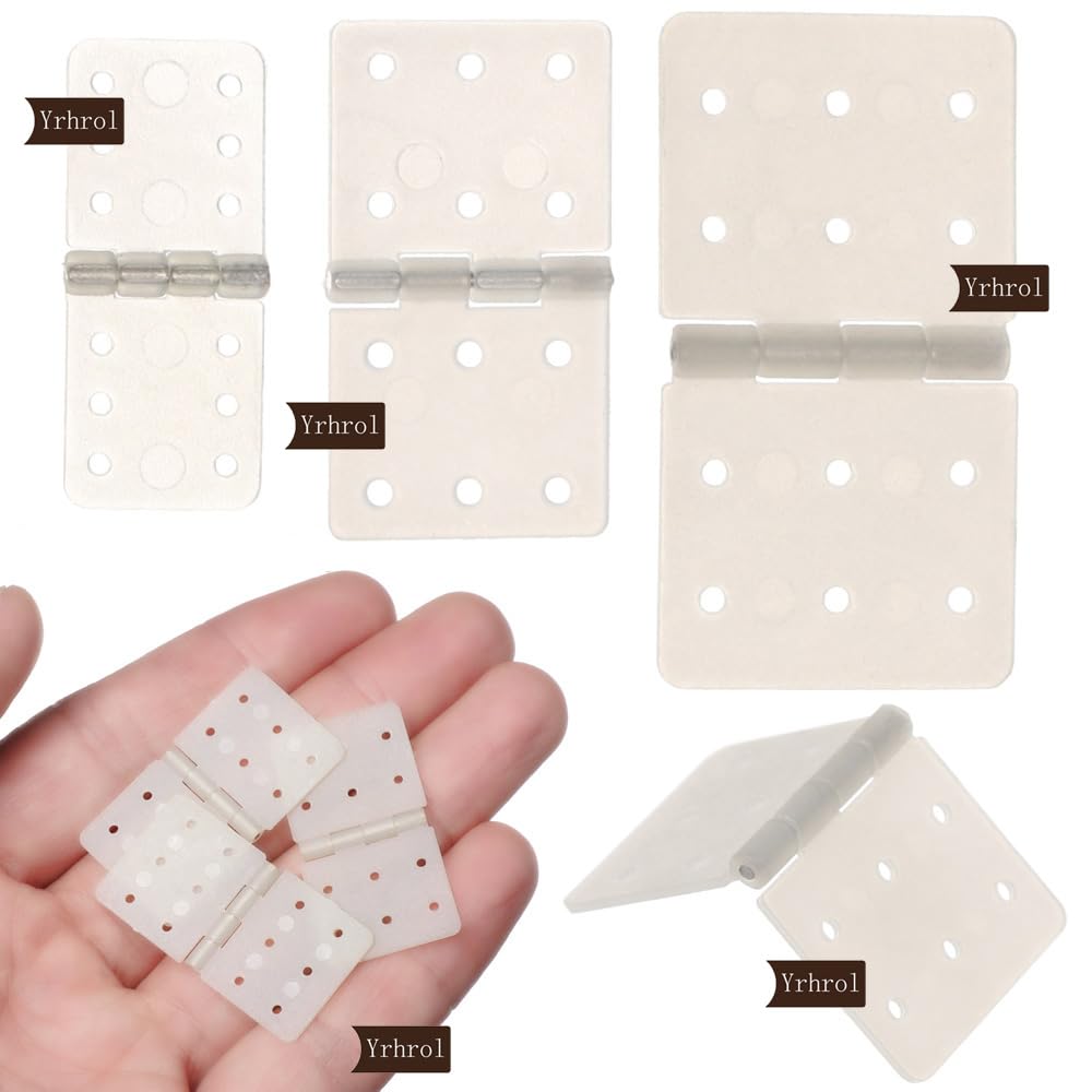 60-Pack Pinned Nylon Hinges for RC Airplane - 3 Sizes, Foldable, 6 Holes Each Side