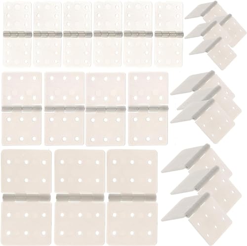 60-Pack Pinned Nylon Hinges for RC Airplane - 3 Sizes, Foldable, 6 Holes Each Side