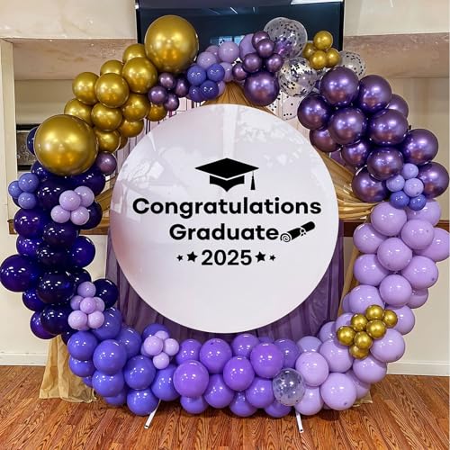 60-Pack Purple & Gold Confetti Balloons – 12 Inch Metallic Latex Party Decorations with Ribbons
