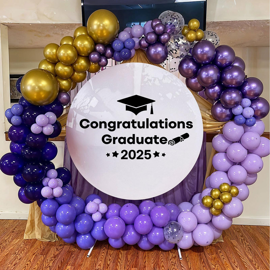 60-Pack Purple & Gold Confetti Balloons – 12 Inch Metallic Latex Party Decorations with Ribbons