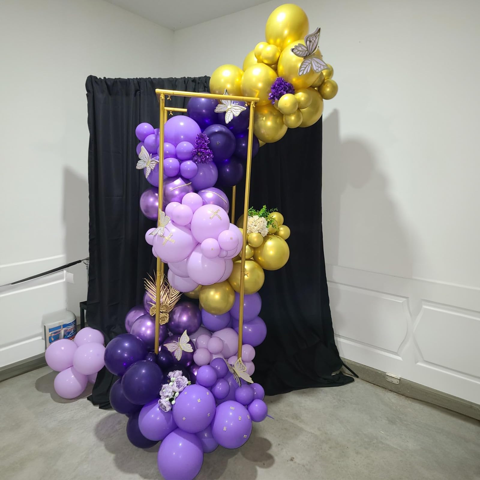 60-Pack Purple & Gold Confetti Balloons – 12 Inch Metallic Latex Party Decorations with Ribbons
