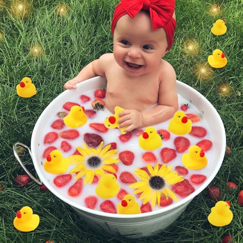 60 Pack Rubber Ducks Bulk - Yellow Mini Bath Toys for Kids, Squeaky Pool Toys for Parties and Classroom Activities