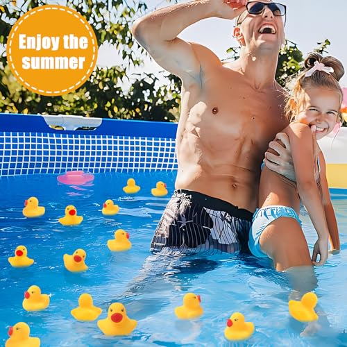 60 Pack Rubber Ducks Bulk - Yellow Mini Bath Toys for Kids, Squeaky Pool Toys for Parties and Classroom Activities