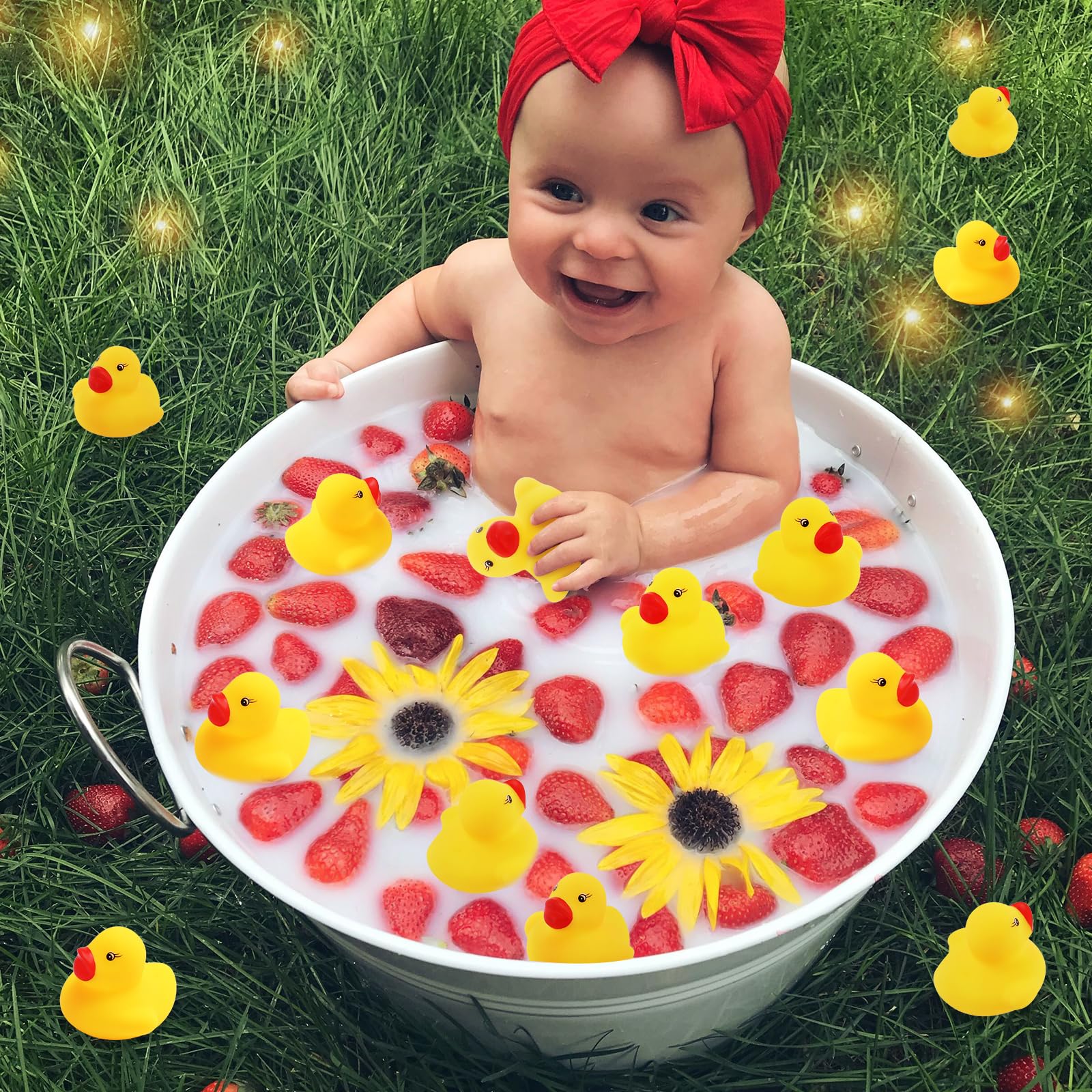60 Pack Rubber Ducks Bulk - Yellow Mini Bath Toys for Kids, Squeaky Pool Toys for Parties and Classroom Activities