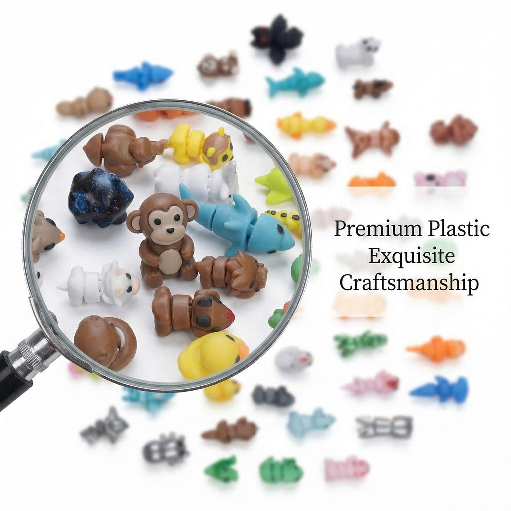 60-Piece 3D Printed Animal Figurines Mystery Pack – Articulated Fidget Toys for Stress Relief, Desk Decor, Party Favors