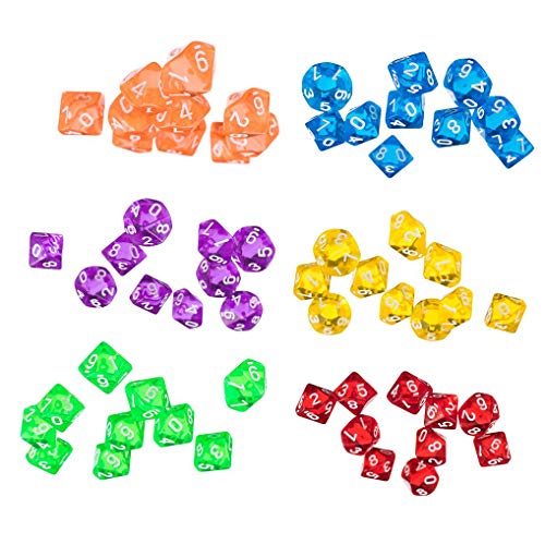 60-Piece D10 Dice Set – 16mm Polyhedral Dice for DND, RPG, Board Games