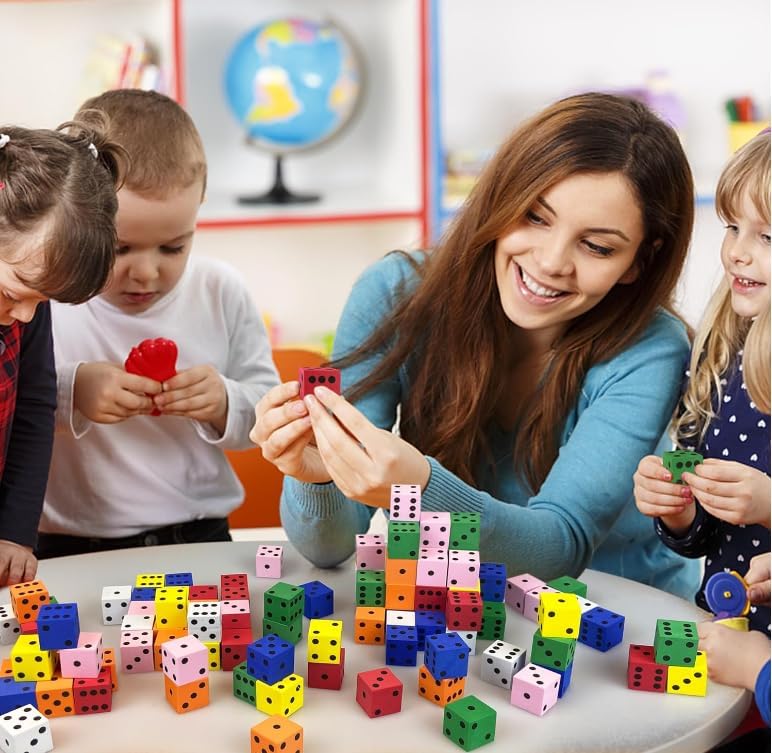 60-Piece Foam Dice Set - Soft Quiet Colorful Number Cubes for Math Games, Classroom Teaching & Party Favors - 0.78 Inch (20mm) by XIPEGPA