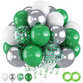 60-Piece Green and White Balloon Set – 12 Inch Emerald, Silver, and Glitter Confetti for Party Decor