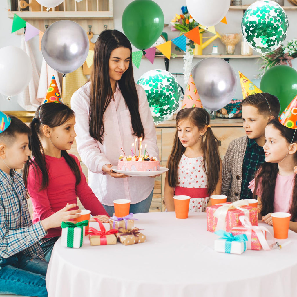 60-Piece Green and White Balloon Set – 12 Inch Emerald, Silver, and Glitter Confetti for Party Decor