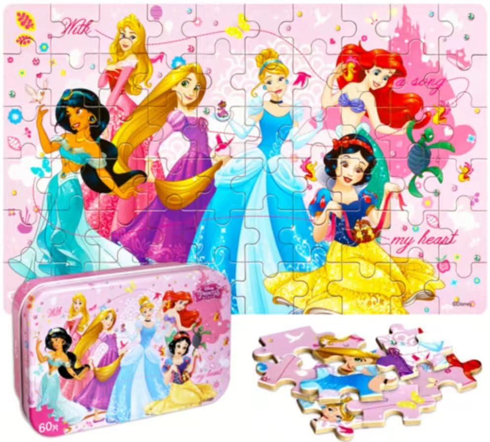 60-Piece Jigsaw Puzzle for Kids Ages 4-8, Educational Learning Toy with Numbered Pieces and Sturdy Tin Box Storage