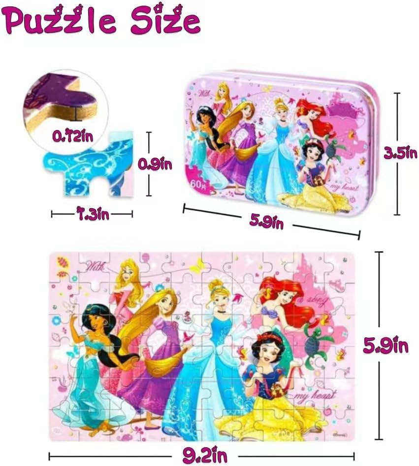 60-Piece Jigsaw Puzzle for Kids Ages 4-8, Educational Learning Toy with Numbered Pieces and Sturdy Tin Box Storage