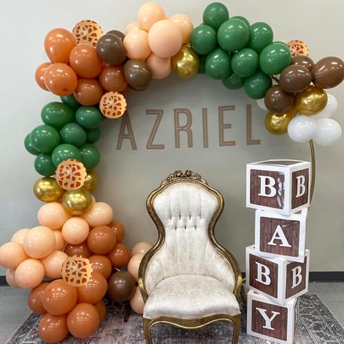 60-Piece Jungle Safari Balloon Set – Sage Green, Brown, Gold, and More by HILAVO