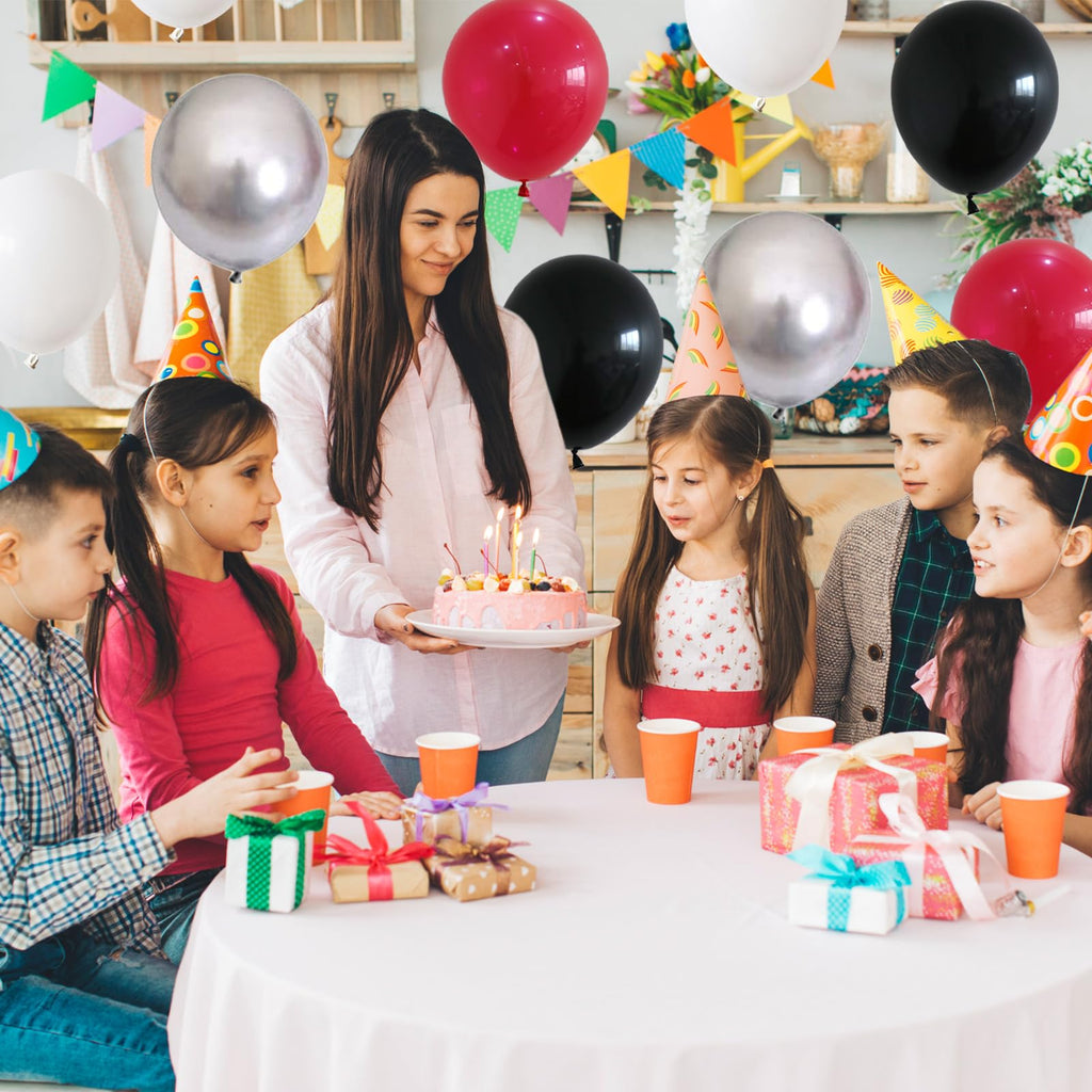 60-Piece Red, Black, White & Metallic Silver Balloon Set – 12 Inch Latex for Hero Theme Parties & Graduation