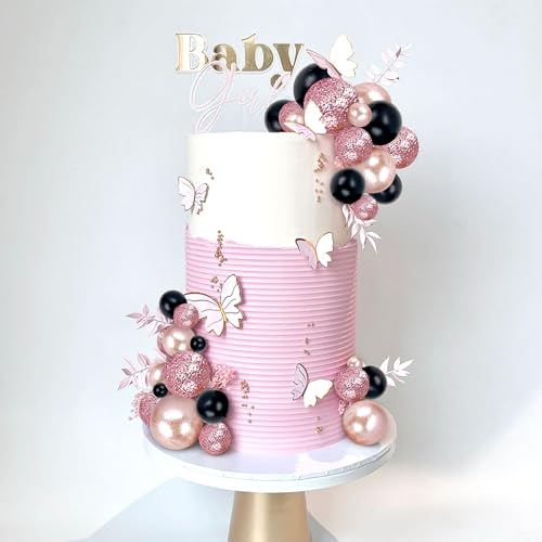60-Piece Rose Gold & Black Cake Ball Topper Set for DIY Birthday Wedding Decor