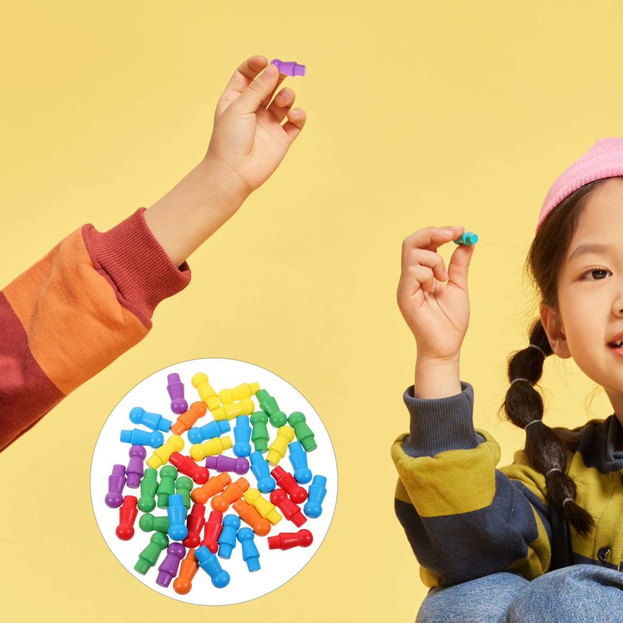 60-Piece Wooden Replacement Pegs for Chinese Checkers – Colorful Game Pieces for Board Games, Math, and Crafts