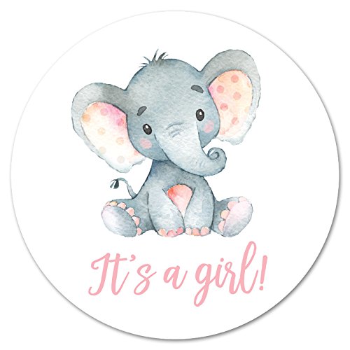 60 Pink Elephant Girl Stickers - Baby Shower Envelope Seals by MyExpression.com