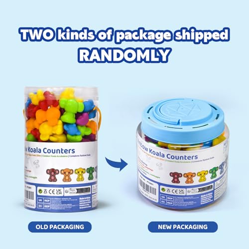 60 Rainbow Koala Counters with Sorting Bowls and Tweezers – Counting Toys for Toddlers Ages 3-6