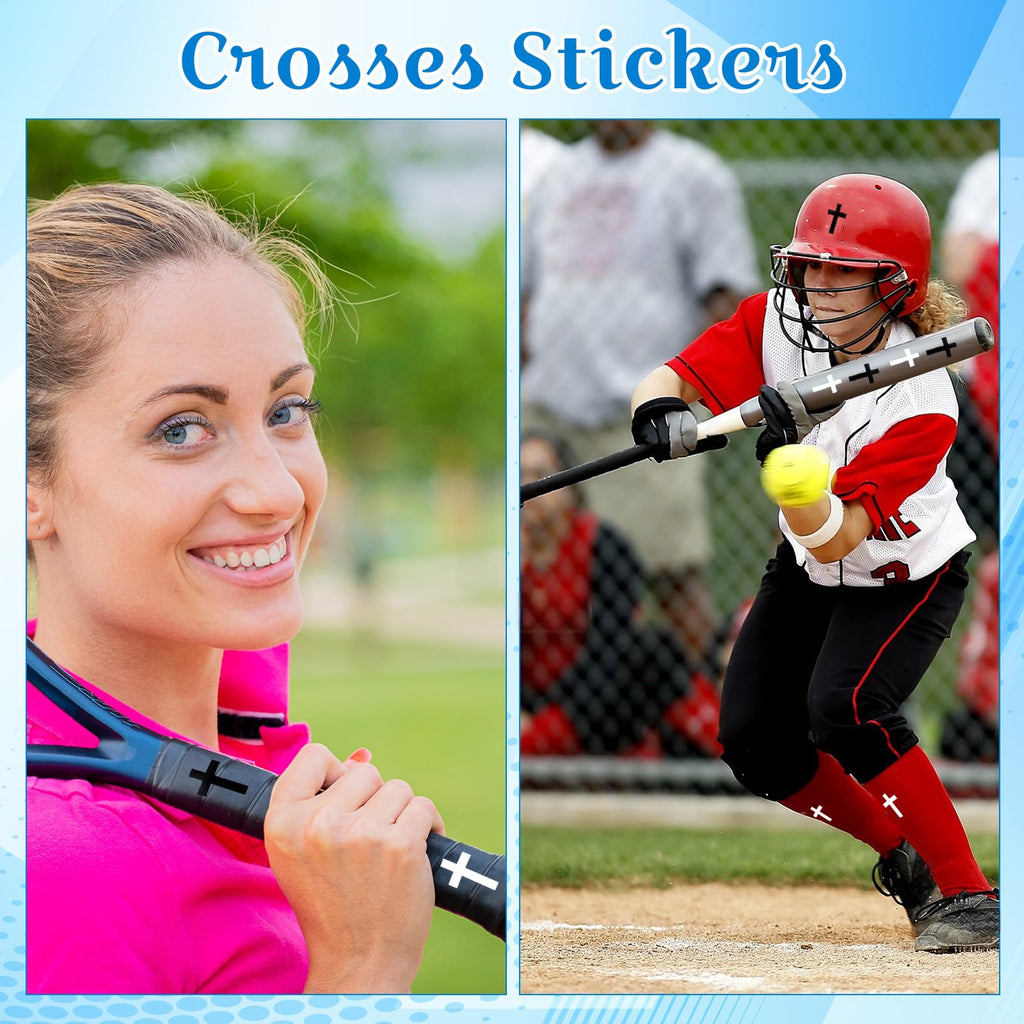 600 Black and White Cross Stickers by Faccito – Waterproof Vinyl Decals for Helmets, Water Bottles, Scrapbooks