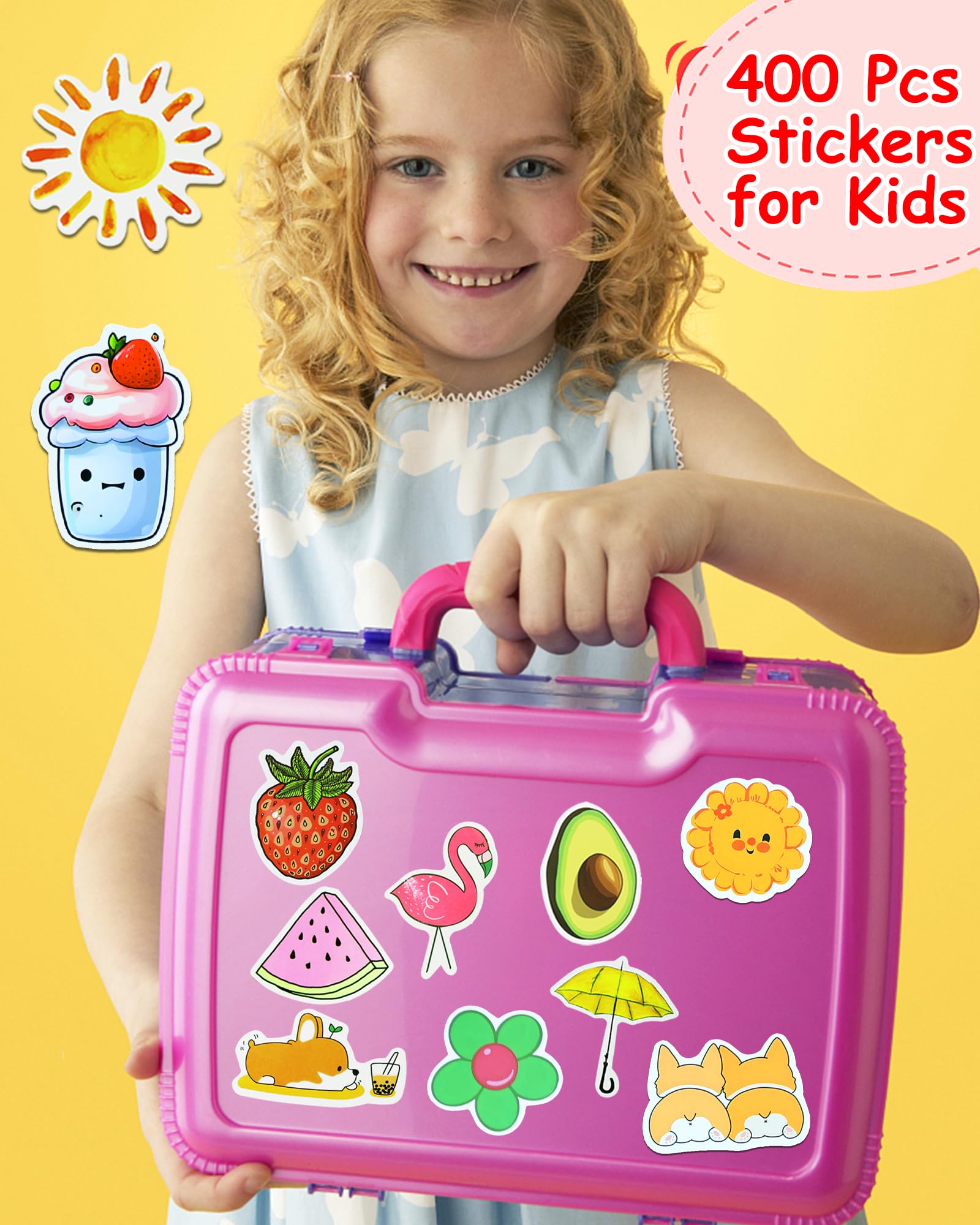 600 Pcs Water Bottle Stickers for Kids, Cute Vinyl Waterproof Laptop Sticker Pack – No Duplicates, Reusable