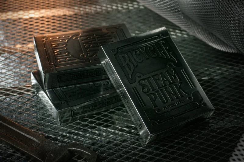 Bicycle Silver Steampunk Standard Index Poker Playing Cards – Premium USA-Made Deck
