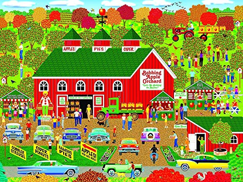 RoseArt Home Country Bobbing Apple Orchard Farm 1000-Piece Jigsaw Puzzle for Adults – Nostalgic Americana Scene