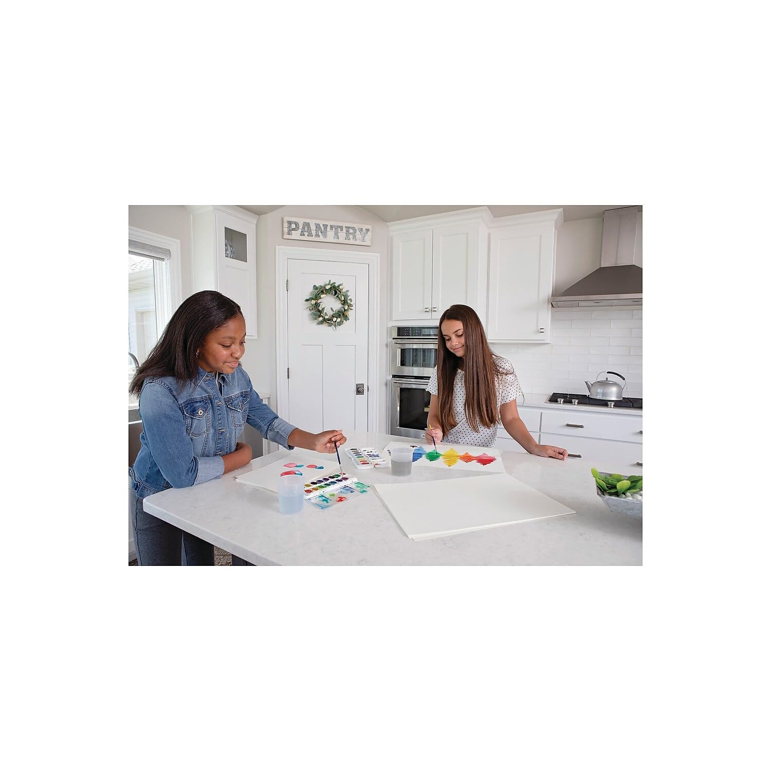 Prang Washable Semi-Moist Watercolor Set – 16 Assorted Colors & Brush, Safe and Easy Clean-Up
