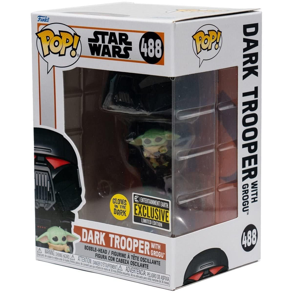 Funko Pop! Star Wars: The Mandalorian – Dark Trooper with Grogu #488 (Glow-in-the-Dark Exclusive)