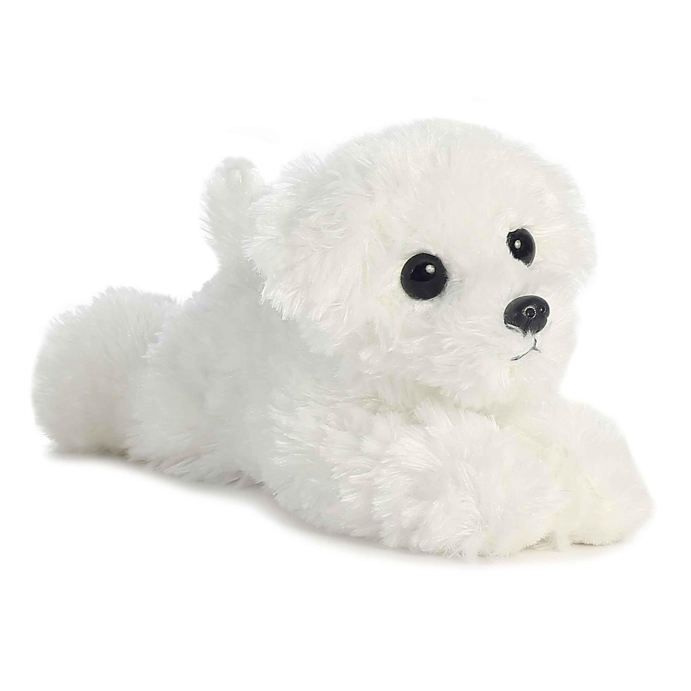 Aurora Mini Flopsie Snowball Stuffed Puppy – 8-Inch White Plush with Cloud-Soft Fur