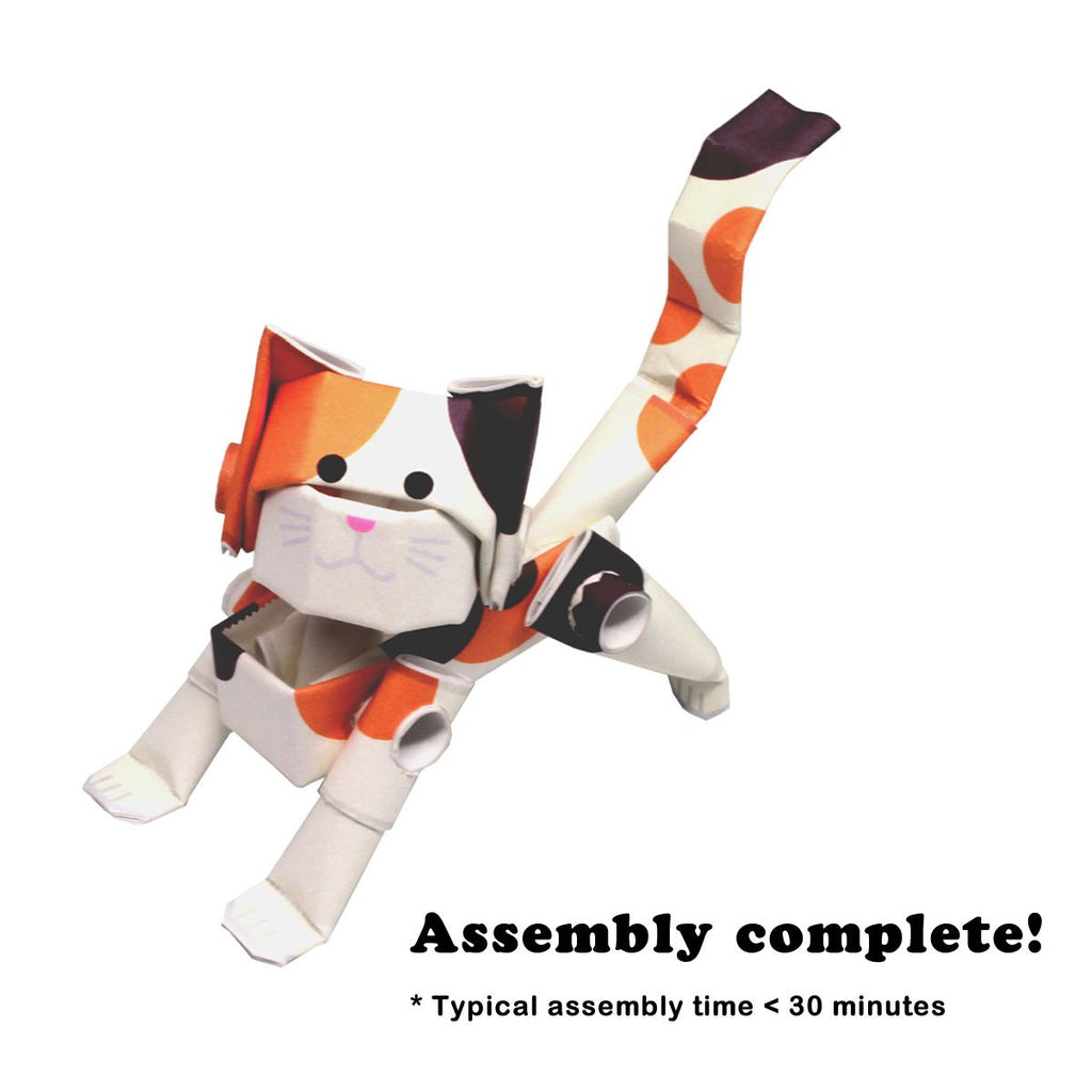 Build a Movable Calico Cat with PIPEROID Japanese 3D Paper Puzzle Kit – DIY Origami Fun for Kids & Adults