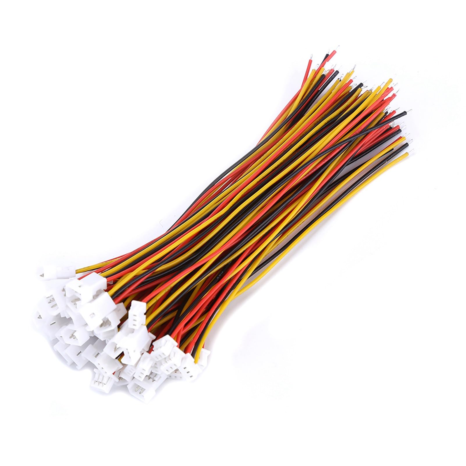 YWBL-WH 20-Pack 3-Pin JST Right Angle Connector Wires - 100mm Tinned Copper for Drones, LEDs & RC Models