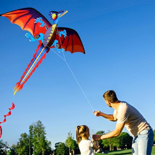 63 Inch HENGDA KITE Upgrade Dragon Kite – Easy to Fly Single Line for Beginners