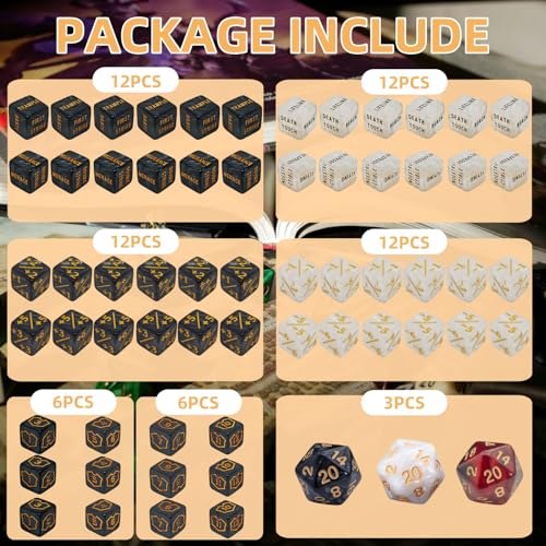 63-Piece MTG Counter Dice Set: Keyword Dice, +/- Counters, Shield Dice & D20 – Acrylic Marble Dice for Magic: The Gathering & TCGs