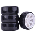 63mm Hard Drift Tires & Wheels Set for 1/10 RC Cars – 12mm Hex, White Plastic (4pcs)