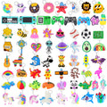 65 Large Keychain Charms Party Favors for Kids - Video Game, Animal, Mermaid, Dinosaur, Ball, Donut, Fruit Themes