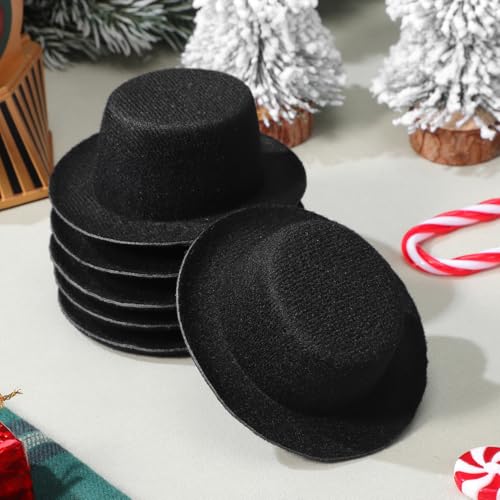 6pcs Miniature Cloth Top Hats for Crafts, Snowman, Dollhouse, and Party Decorations
